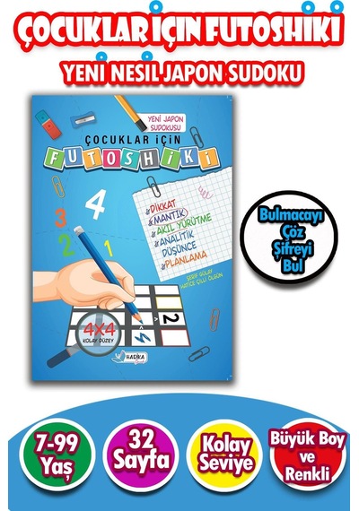 Çocuklar İçin Zeka & Dikkat Güçlendiren FUTOSHİKİ Kolay Seviye-Yeni Nesil JAPON SUDOKU 7-99 Yaş
