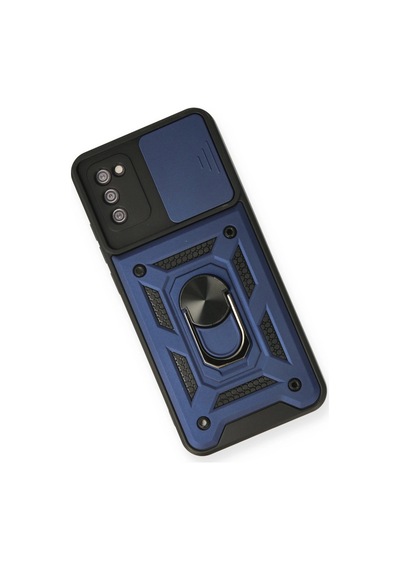 Samsung Uyumlu Galaxy A03s Kılıf Pars Lens Yüzüklü Silikon Lacivert