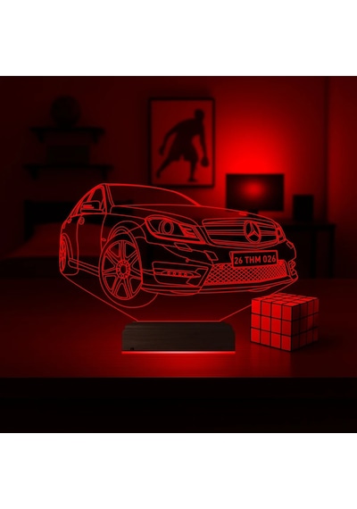 Luvivia Araba Mercedes Tasarım Kişiye Özel 3d Lamba - Masa Gece Lambası Şeffaf