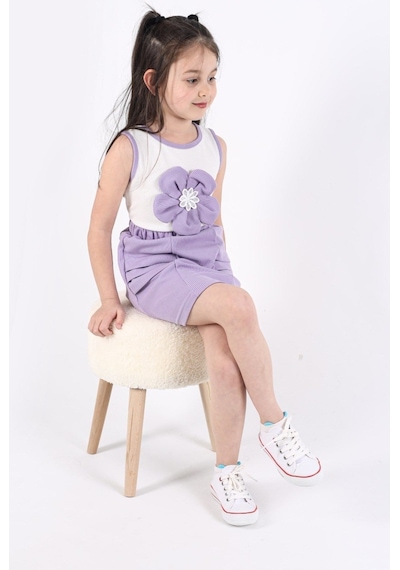 Aden Kids Kız Çocuk Etekli Alt Üst Takım Mor