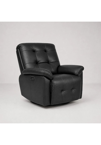 Smarto Relax Zürih Vıp Elektrikli Döner Sallanan Tv Koltuğu Kontrol Panelli Ergonomik Gerçek Deri Baba Koltuğu Siyah