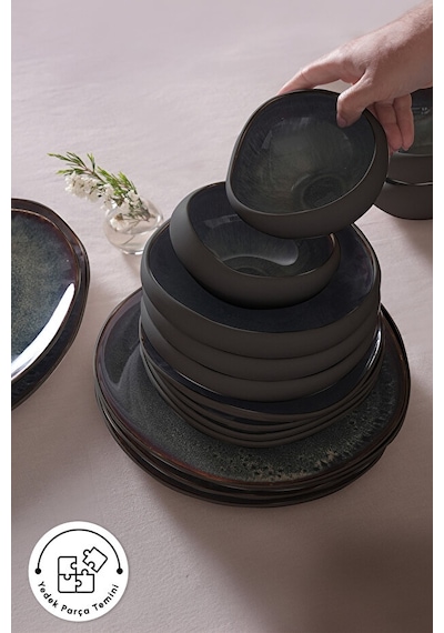 Karaca  Earth Collection Galactic 55 Parça 12 Kişilik Yemek Takımı Siyah