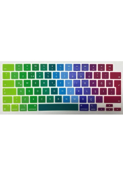 Arabulalaca Apple Uyumlu MacBook Pro 14.2 A2779 Türkçe Q Silikon Klavye Renkli