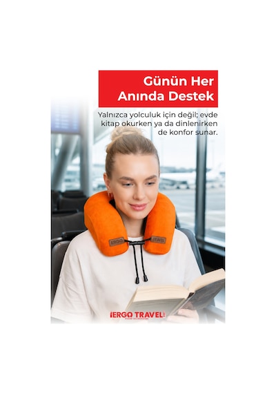 Viscofoam Lux Ortopedik Seyahat Yastığı Visco Boyun Destekli Seyahat Yastığı - Turuncu | Ergo Travel