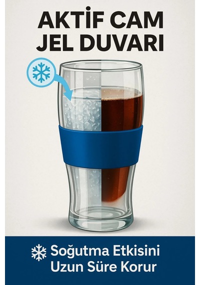 Çift Cidarlı 470 Ml Dondurulabilir Soğuk İçim Meşrubat Bira Kokteyl Buzluk Bardak Mıt1345 Şeffaf