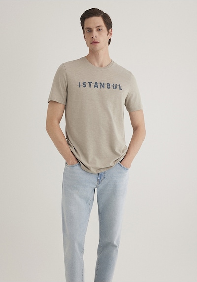 Mavi - Istanbul Baskılı Gri Tişört 066282-31935-Gri
