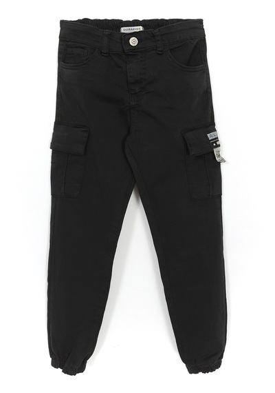 Dobakids Kargo Cep Gabardin Erkek Çocuk Jogger Pantolon Siyah 001-0001957 Siyah