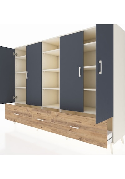 Hyperion Dolap 12 Raflı 3 Çekmeceli 4 Kapaklı 220x44x163 Aytaşı-a Aytaşı-antrasit/çam Hyperion Dolap 12 Raflı 3 Çekmeceli 4 Kapaklı 220x44x163 Aytaşı-a Aytaşı-antrasit/çam