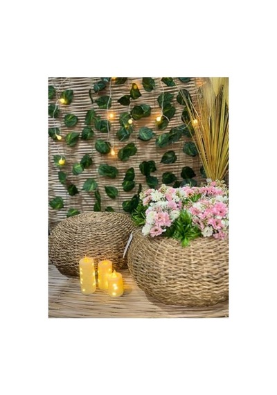 Kare Naturel Hasır Jüt Puf 40x40-12080 Diğer