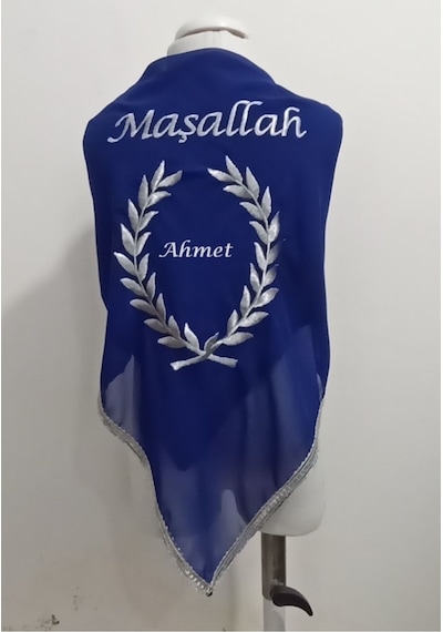 Moms And Babies İsimli Sünnet Şalı Omuz Örtüsü Maşallah Nakış Işlemeli Kına Şalı Atkı Eldiven Isme Özel