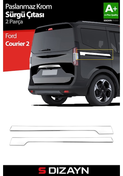 S-dizayn Ford Courier Krom Sürgülü Kapı Çıtası 2 Prç. 2023 Üzeri A+ Kalite