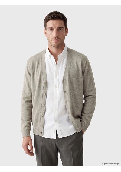 Lcwaıkıkı Classic Bej Regular Fit V Yaka Erkek Triko Hırka