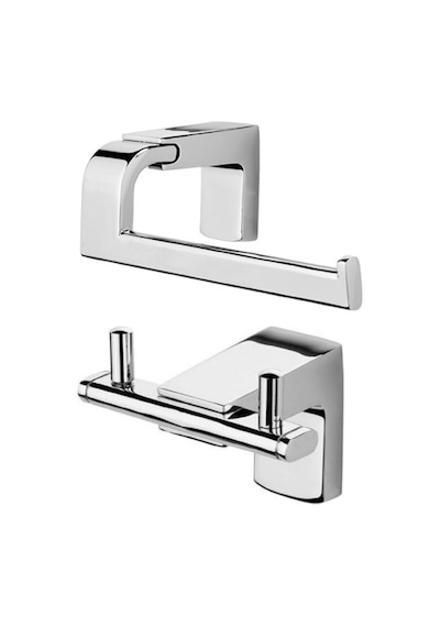 Ahlez Premium Ikili Bornoz Askılık Kapaksız Kağıtlık Banyo Seti Krom