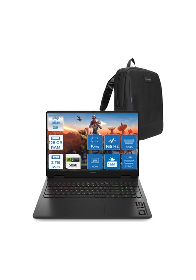 HP Omen Slim 16-AN0000NT BQ3Z2EAF51 Ultra 9-285H 128 GB 2 TB SSD 8 GB RTX5060 16" Dos Dizüstü Bilgisayar + Zetta Çanta