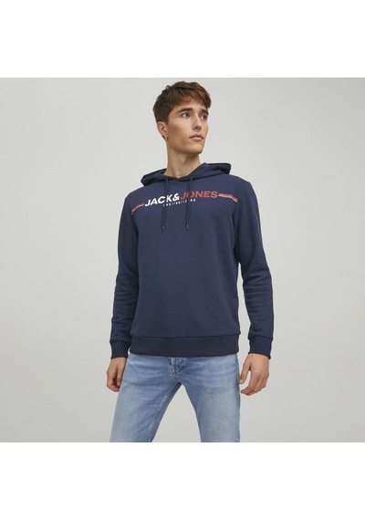 Jack & Jones Kapüşonlu Logo Baskılı Sweatshirt- Frederik 12219814 Navy Blazer Lacivert