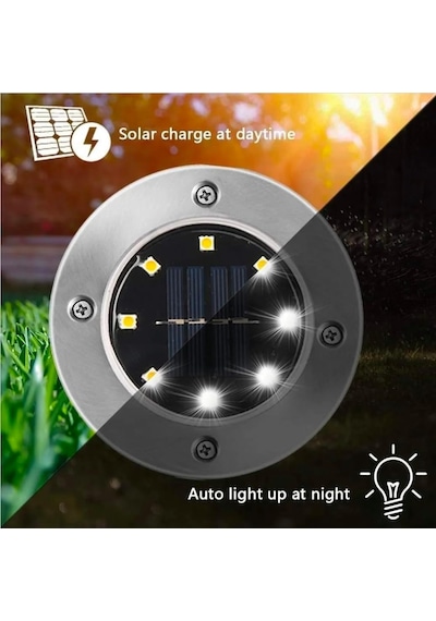 Ayrex 8 Ledli Solar Güneş Enerjili Beyaz Işık Su Geçirmez Bahçe Dekor Aydınlatma Lambası Bahçe Lambaları, Pasl