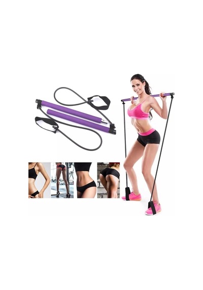 Squat Pilates Barı Direnç Lastikli Egzersiz Çubuğu
