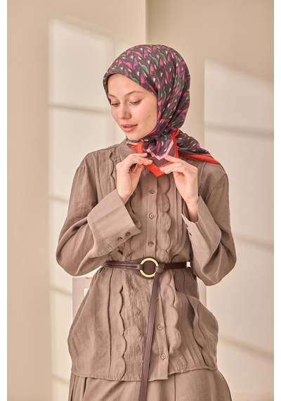 Silk Home Aura Eşarp 140006-07 Mercan, Acı Kahve, Zümrüt Yeşili, Mor