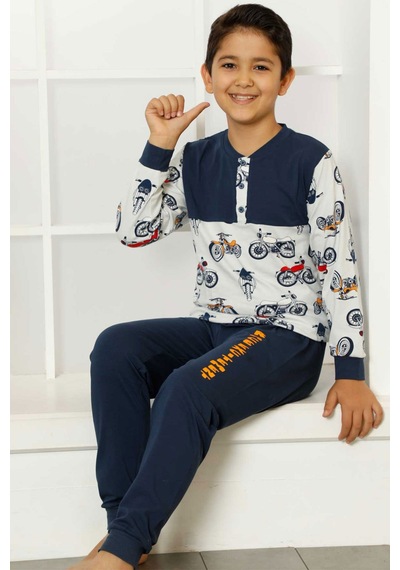 Alimer İndigo Erkek Çocuk Uzun Kollu Pijama Takımı EDY5161UK-İ İndigo