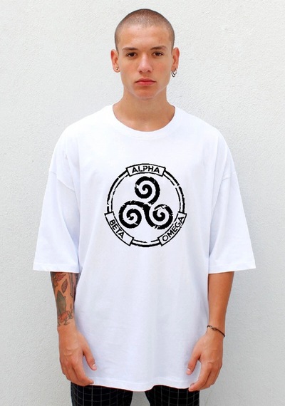Tarzsokak Teen Wolf Alpha Beta Omega Oversize Tişört Beyaz
