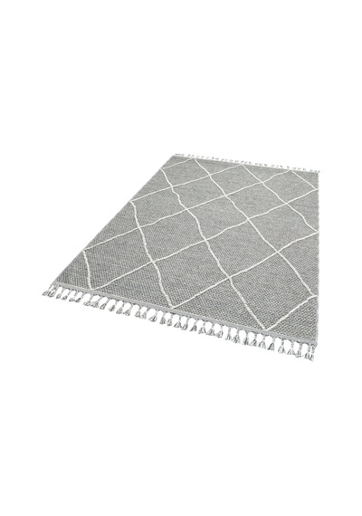 Loft Lf02 Geometrik Desenli Gri Modern Salon Halısı Hav Toz Vermez