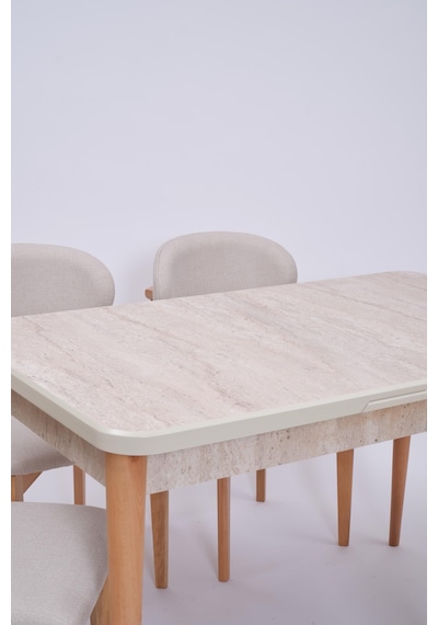 Norte Traverten Boyalı Mdf Mutfak Masa Takımı 80x130