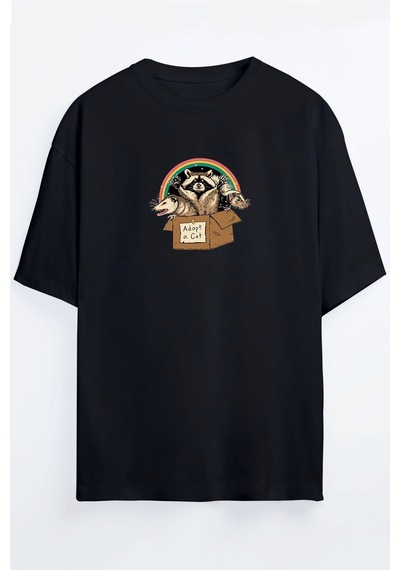 Rakun Çetesi Baskılı Oversize Unisex T-shirt Ceteyisahiplenin