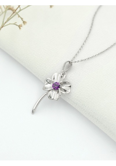 Brezza Lusso Jewelry Gümüş Dört Yapraklı Yonca Kadın Gümüş Kolye (450879622) 45 CM