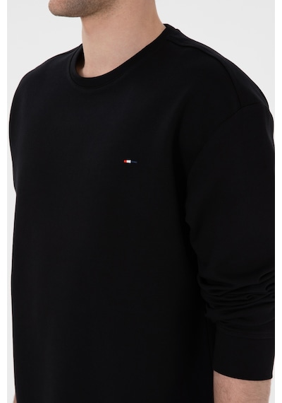 U.S. Polo Assn. Erkek Comfort Fit Bisiklet Yaka Siyah İnce Sweatshirt 50309858-VR046