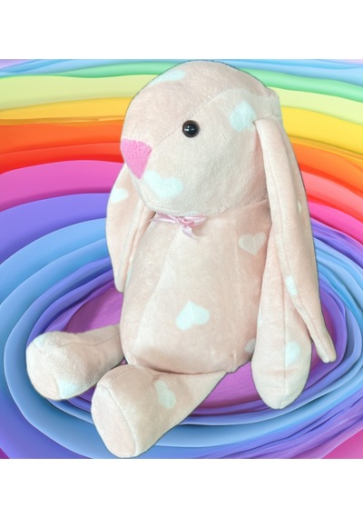 Uyku Arkadaşım Papyonlu Uzun Kulak Bunny Peluş Tavşan Kalpli