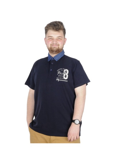 Mode Xl Büyük Beden T-Shirt Polo Modx Club 22351 Lacivert 001
