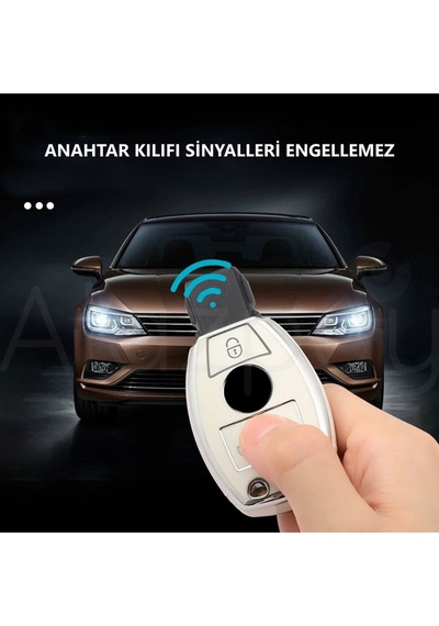 Mercedes A B C E S G Serisi Gl Gla Glc Cla Cls Amg W212 W205 W204 Gümüş Tpu Anahtar Kılıfı Siyah