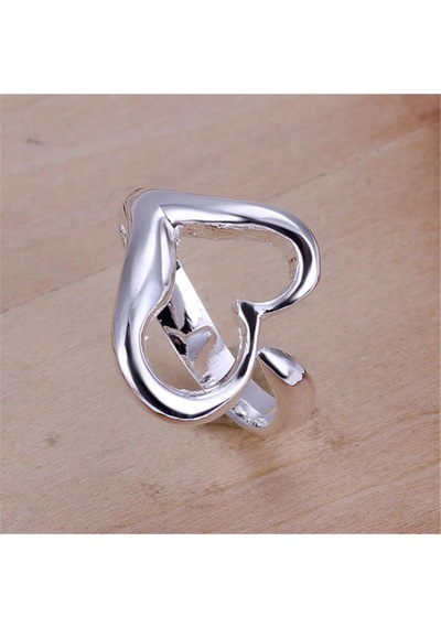 Eyelashes Silver 925 Ayar Gümüş Ayarlanabilir İçi Boş Kalp Yüzük