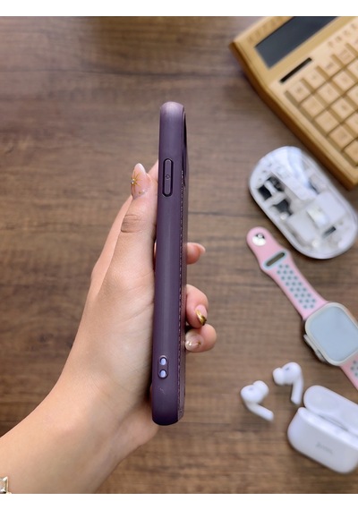 Apple iPhone 11 Uyumlu Premium Deri Dokulu Darbelere Karşı Dayanıklı Nazal Silikon Kılıf Mor