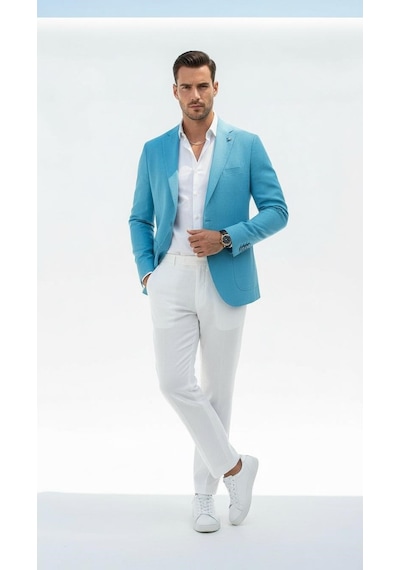 Plus Scorpion Erkek Slim Fit Blazer Ceket Tek Düğmeli Çift Yırtmaçlı Torba Cepli Yarım Astarlı Turkuaz Mavisi Plus Scorpion Erkek Slim Fit Blazer Ceket Tek Düğmeli Çift Yırtmaçlı Torba Cepli Yarım Astarlı Turkuaz Mavisi