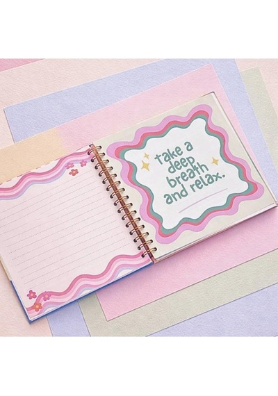 Lizy Spiralli Süresiz Planlayıcı Ajanda - 19x19 Cm - Motivasyon Ve Sticker Sayfaları Çiçek Pembe