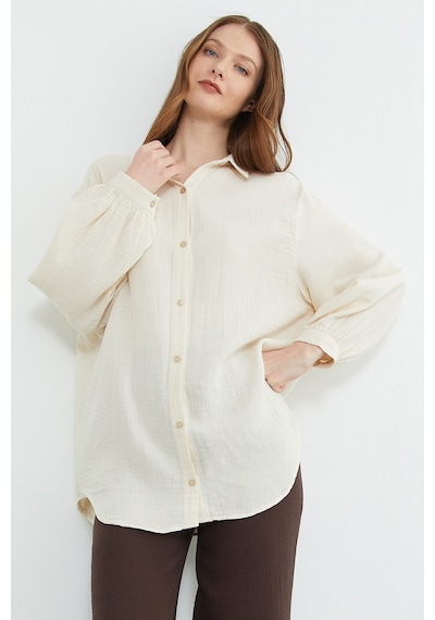 Fullamoda Basic Oversize Gömlek Bej