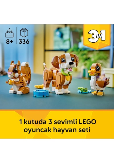LEGO® Creator 3’ü 1 Arada Sevimli Hayvanlar: Oyunbaz Yavru Köpek 31382 – 8 Yaş Üzeri Çocuklar için Oyuncak Yapım Seti (336 Parça)