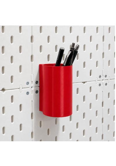Pegboard Duvar Düzenleyici Organizer Seti Kalemlik, Çok Amaçlı Kutu, Mini Raf Ve Askılık Modüllü Modüler Duvar Organizasyon Sistemi Kırmızı