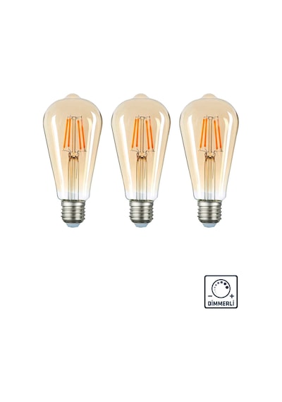Led Armut Model Rustik Ampul 4w 2500k E27 Dimmerli 3'lü Erd-31