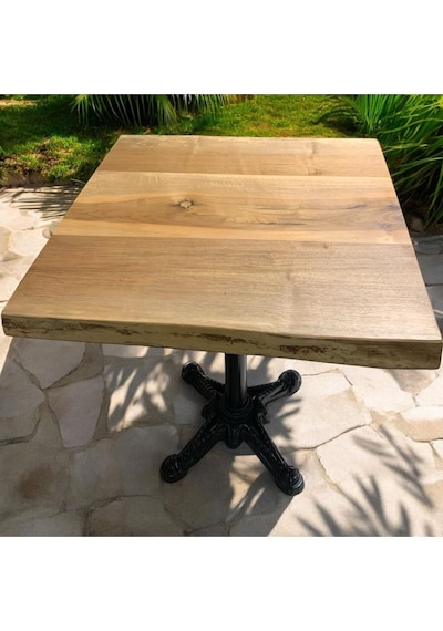 Cafe Masa Ahşap Kütük Masa Aslan Ayak Kare 70x70 Ceviz