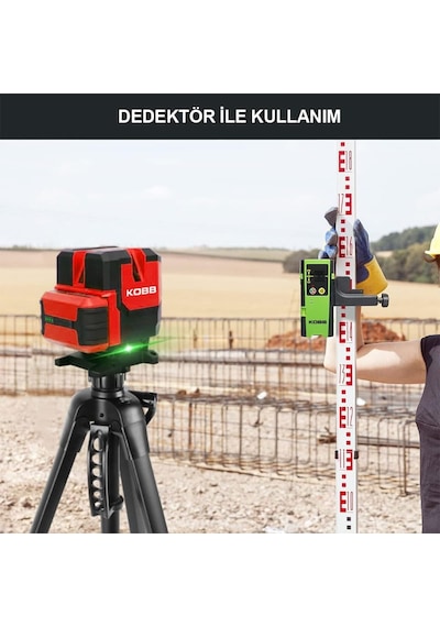 Kbl41g 30metre 4x90⁰/1x360⁰ Otomatik Hizalamalı Li-ion Çift Akülü Profesyonel Yeşil Çapraz Çizgi Lazer Distom