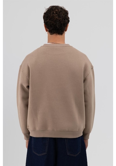 Vamos Basic Bisiklet Yaka Oversize Sweatshirt Açık Vızon