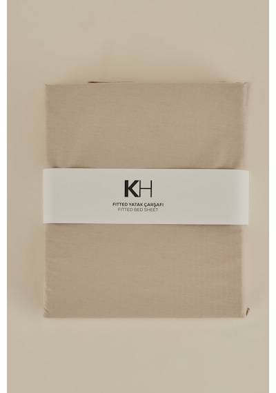 Karaca Home Basic %100 Pamuk King Kişilik Lastikli Çarşaf Bej