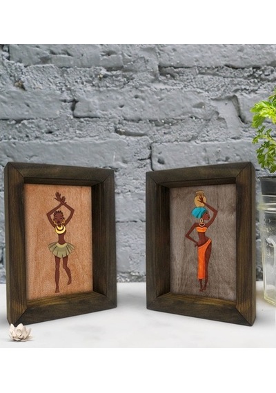 Bk Gift Dekoratif 2'Li Doğal Masif Ahşap Çerçeve 15X20Cm-74