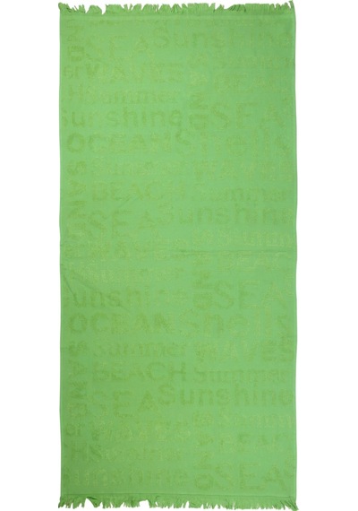 %100 Pamuk 70x150 Yazı Jakarlı Plaj Havlusu