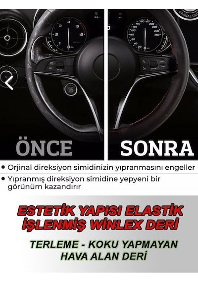 Renault Fluence 2010-2016 Deri Direksiyon Kılıfı Dikmeli Kırmızı Dikişli Diğer
