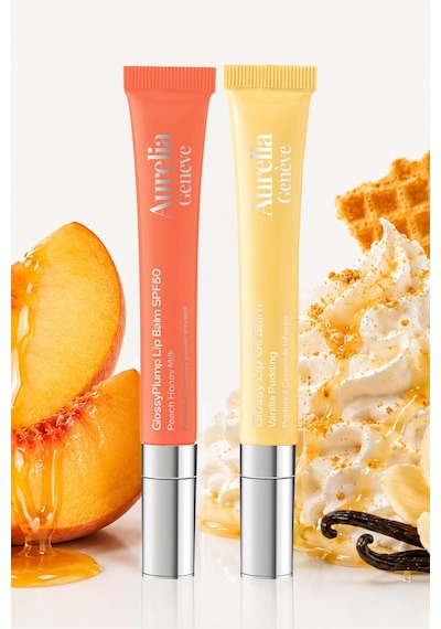 Shine & Protect Duo - Güneşten Koruyucu & Dolgunlaştırıcı, Nemlendirici Etkili İkili Lip Balm Seti Bej & Şeftalimsi Pembe