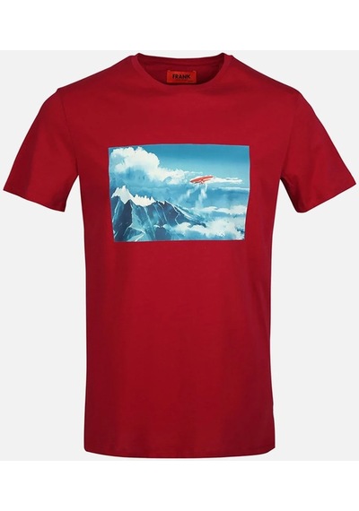 John Frank Free Erkek Bordo Baskılı T-shirt Siyah