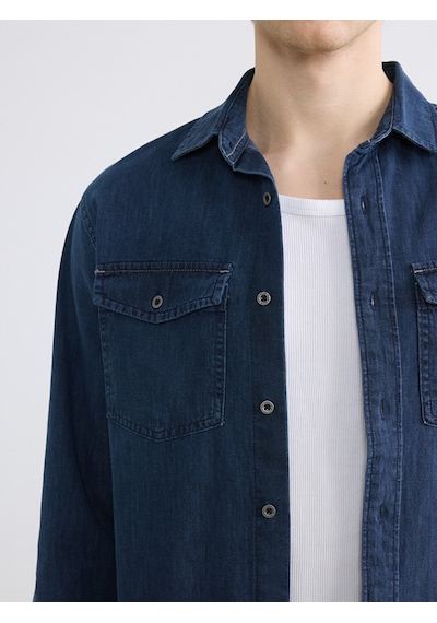Lcw Jeans İndigo Regular Fit Uzun Kollu Erkek Jean Gömlek